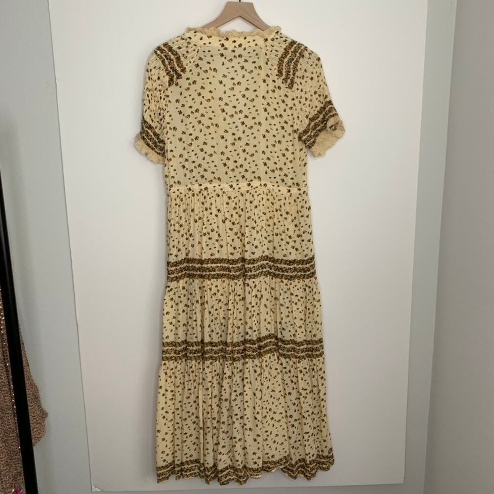 FREE PEOPLE Feeling Pleated Maxi Dress In Neutral Womens Floral Small Boho - Picture 3 of 16
